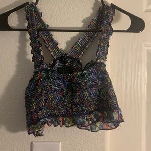 Urban multi-colored floral crop tank top